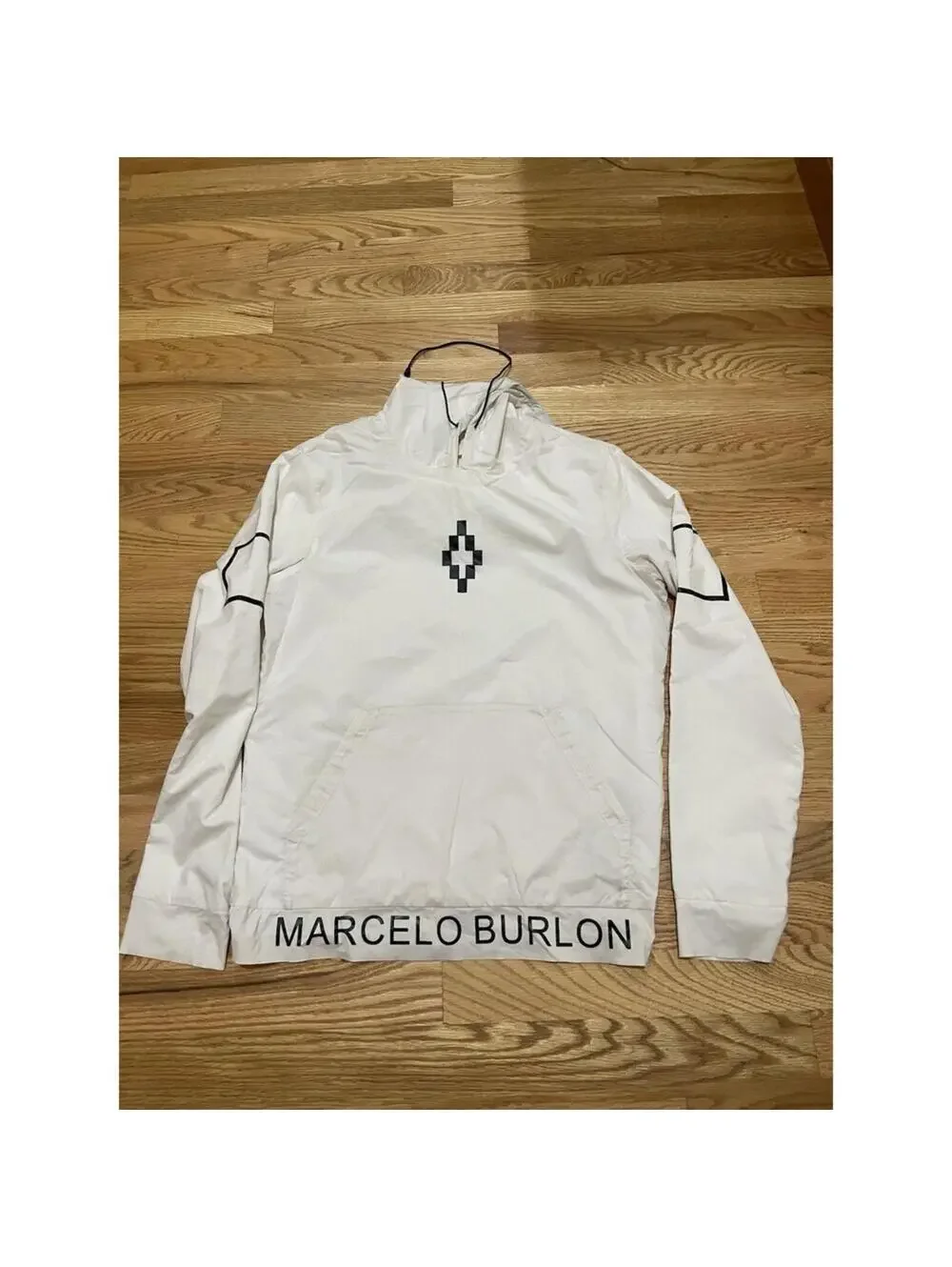 Youth Marcelo Burlon Cross Motive Lightweights White Hoodie Windbreaker M Medium